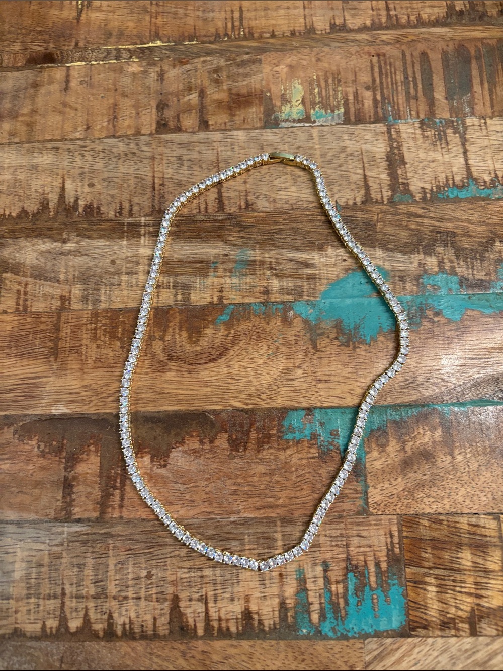 Gold/Diamond Chain Choker .925 Stamped Gold Plated MSRP $125